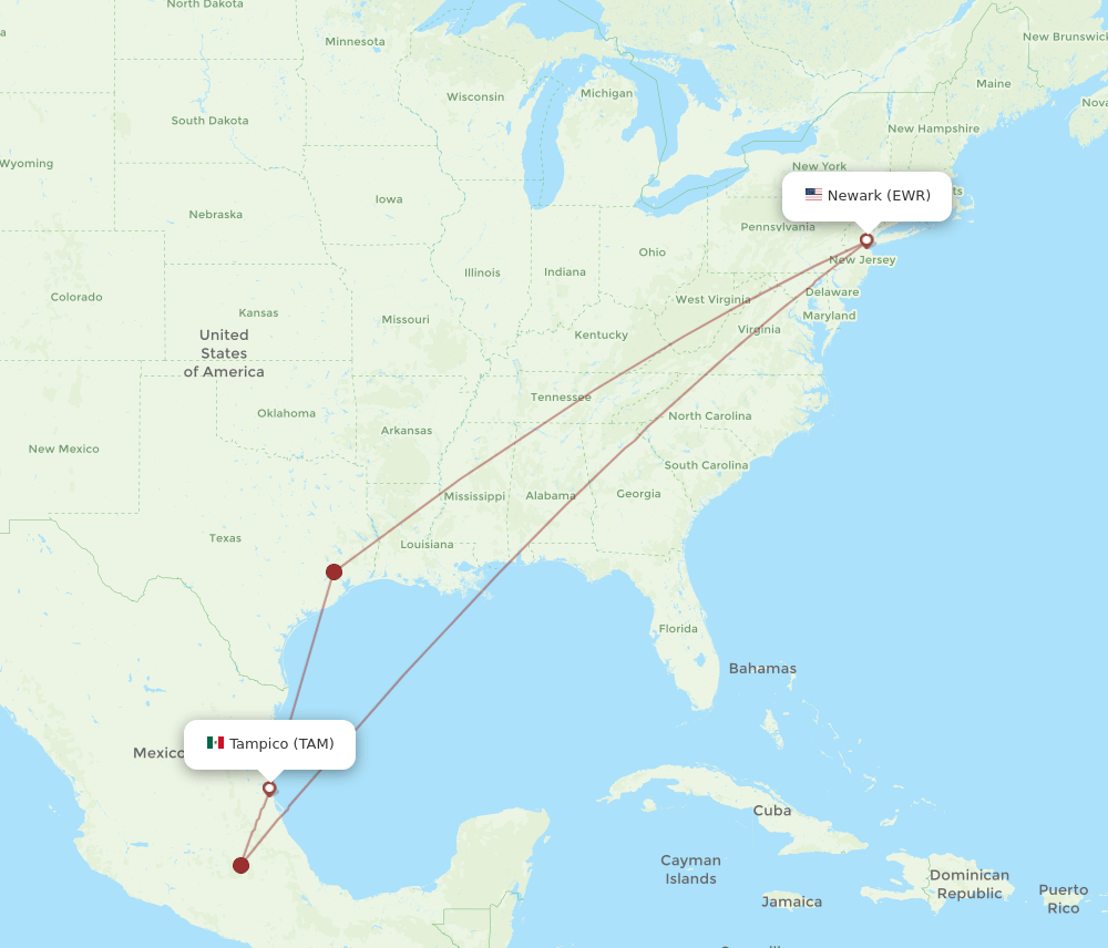 TAM-EWR flight routes