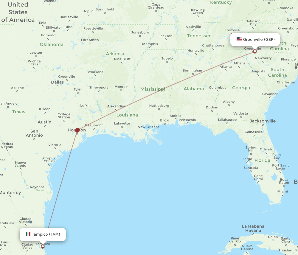 TAM-GSP flight routes