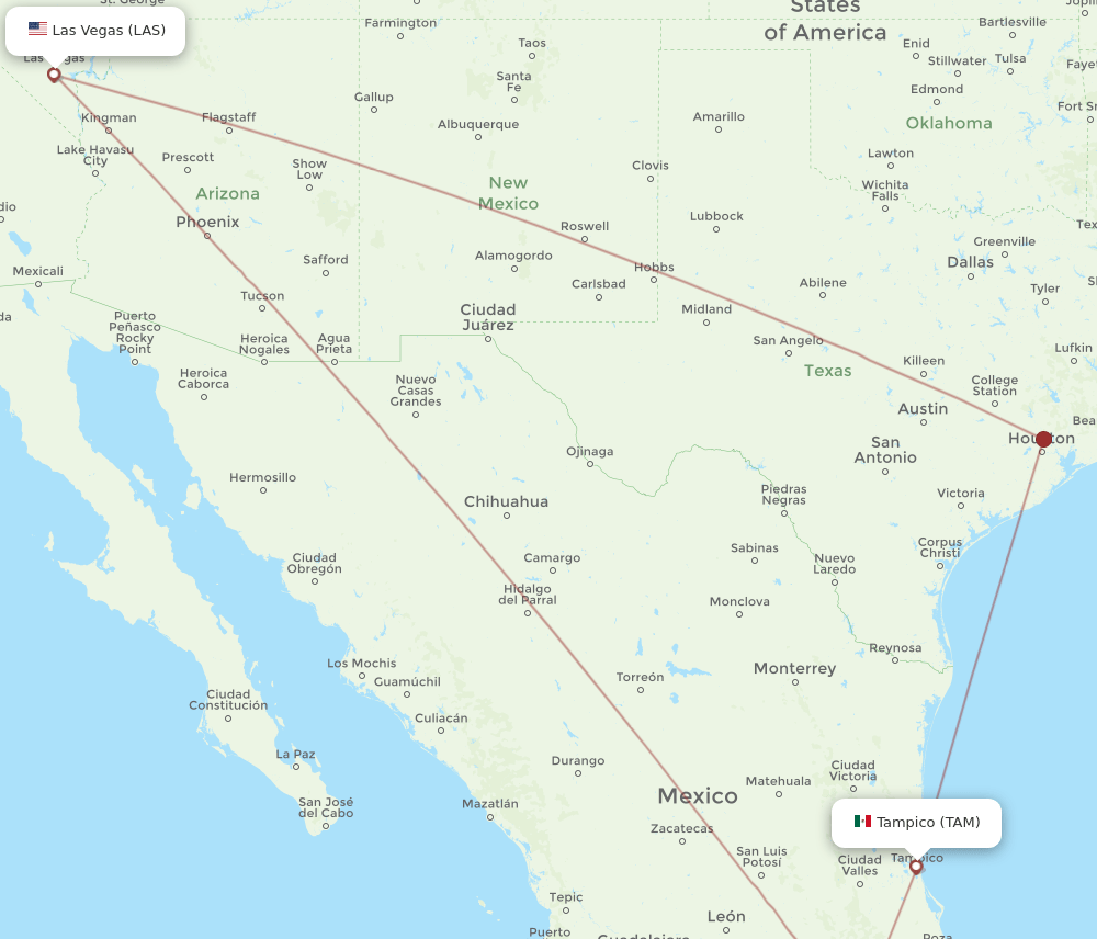 TAM to LAS flights and routes map