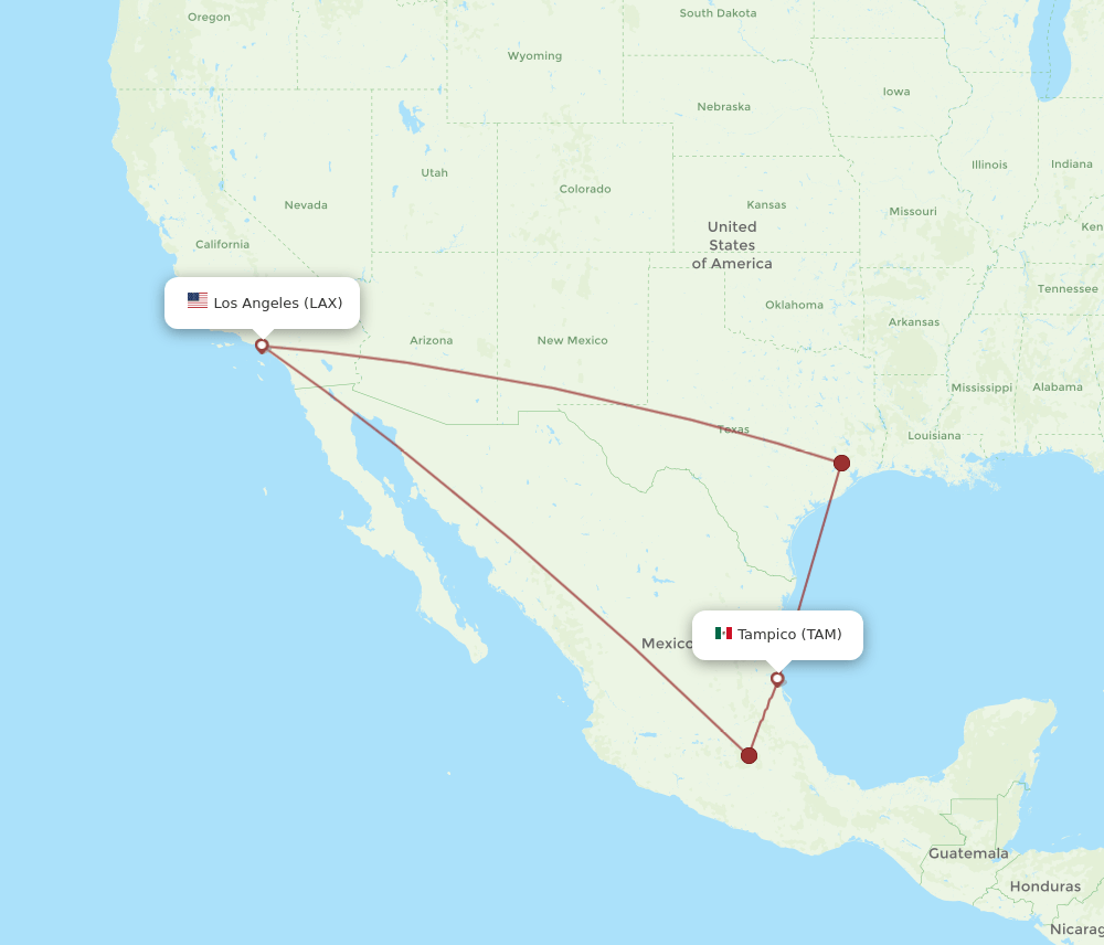 TAM-LAX flight routes