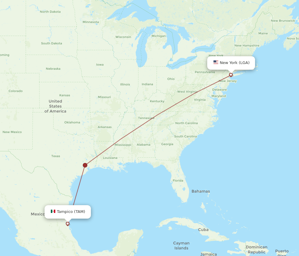 TAM-LGA flight routes