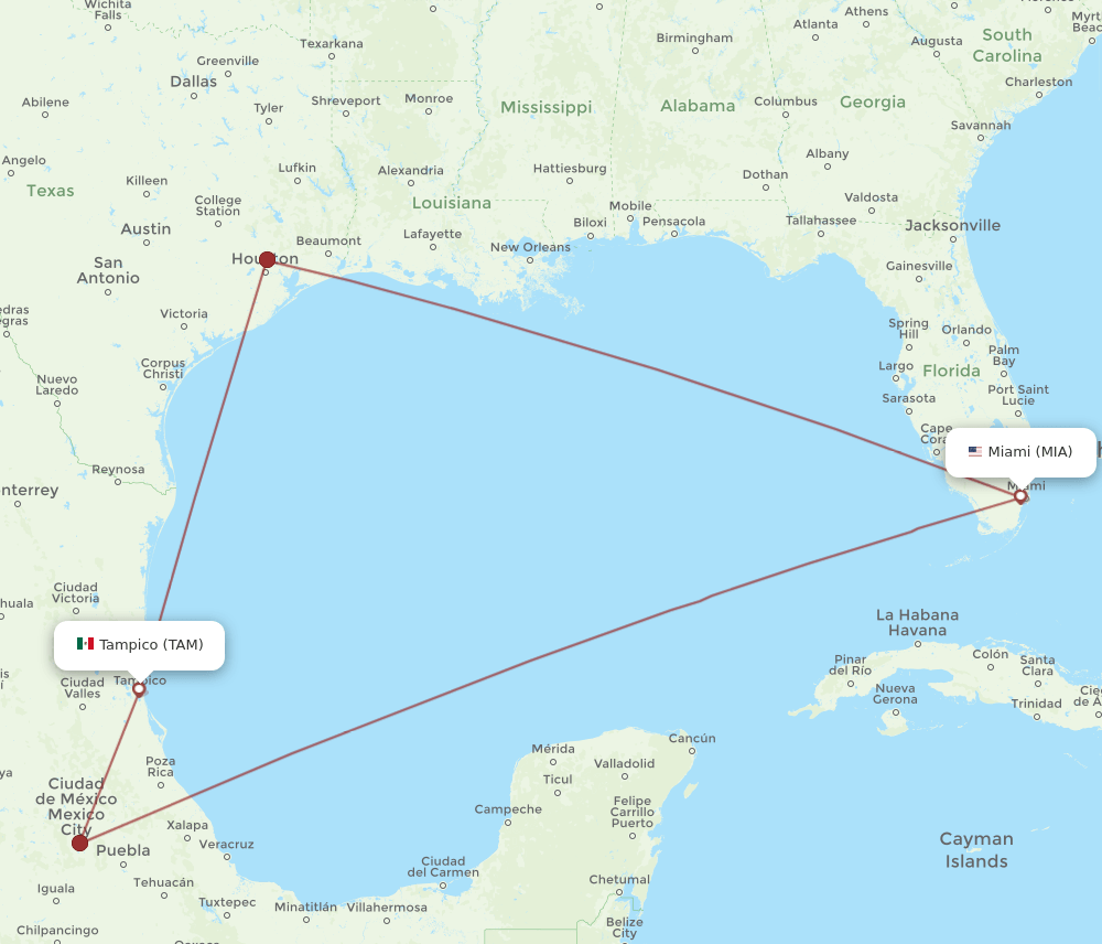 TAM-MIA flight routes