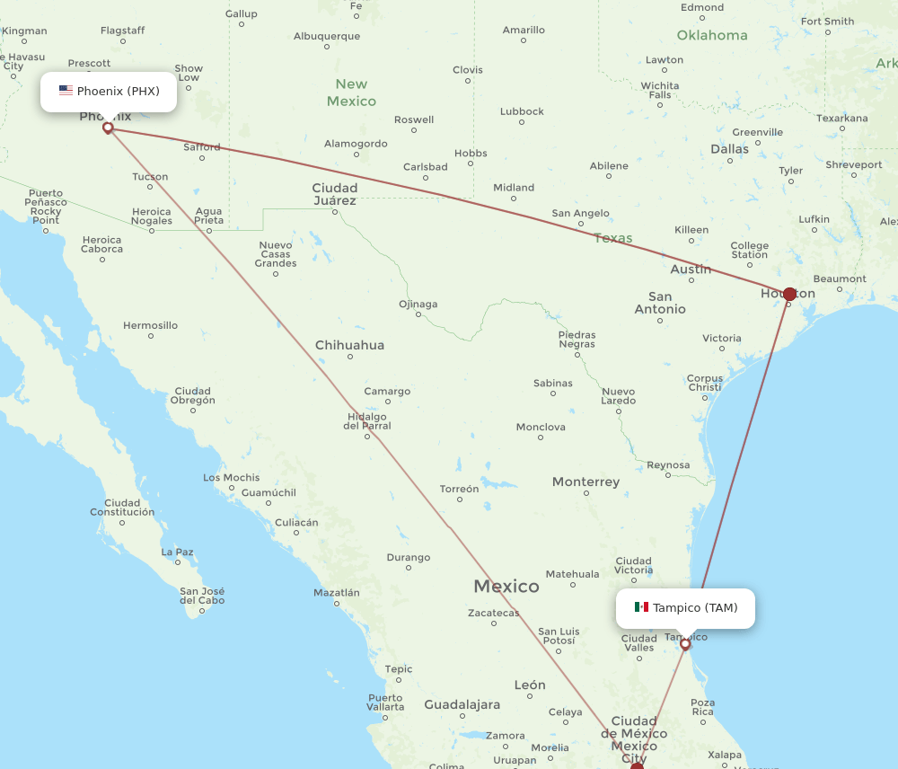 TAM-PHX flight routes
