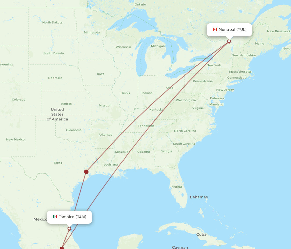 TAM-YUL flight routes