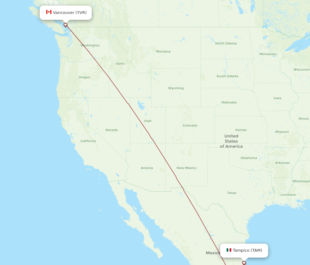 TAM-YVR flight routes
