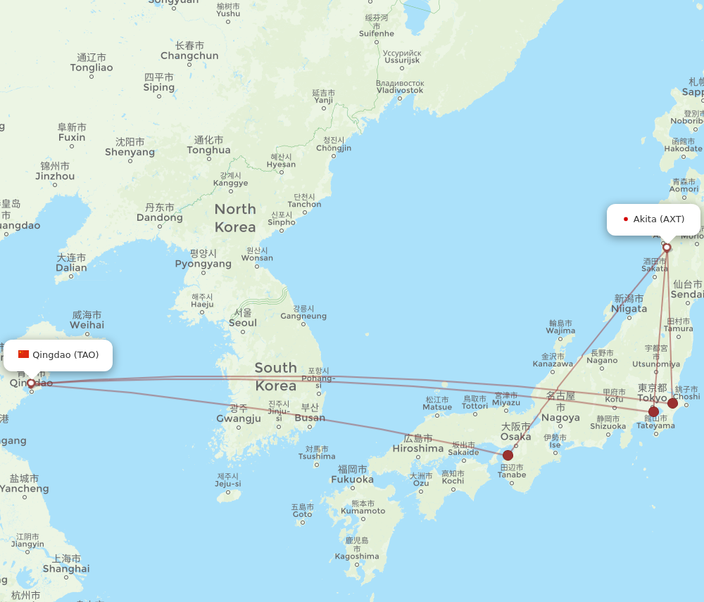 TAO to AXT flights and routes map