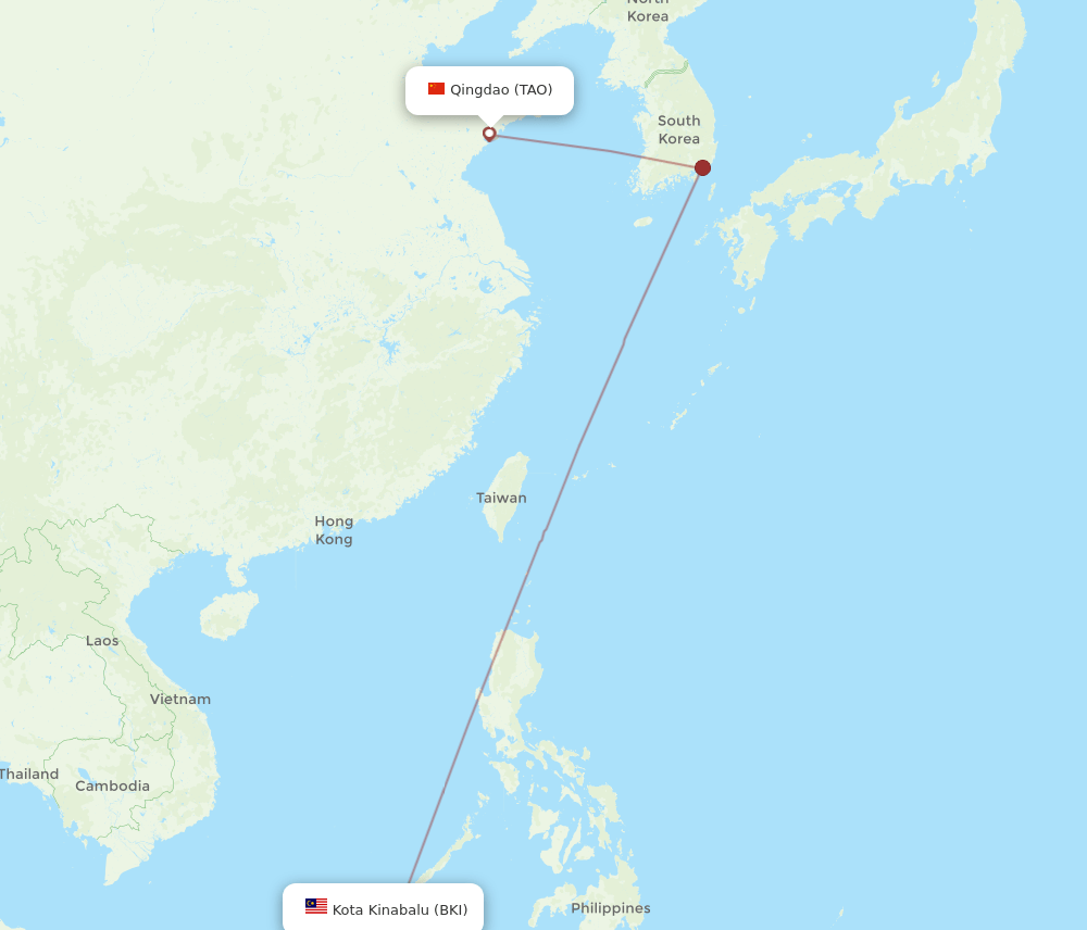 TAO-BKI flight routes