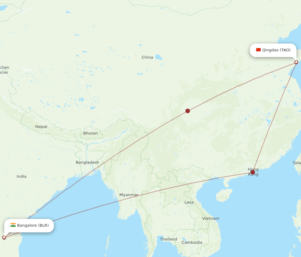 TAO-BLR flight routes