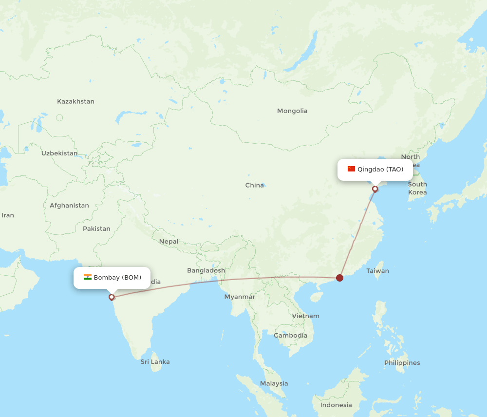TAO-BOM flight routes