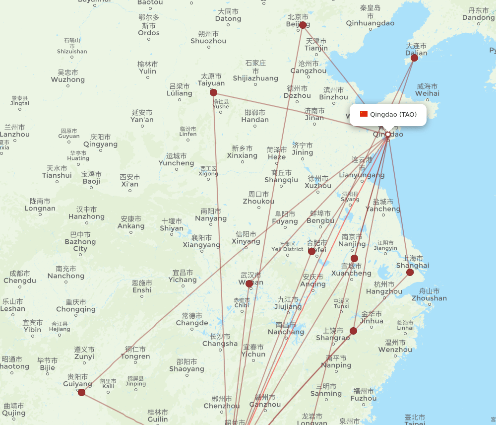 TAO to CAN flights and routes map