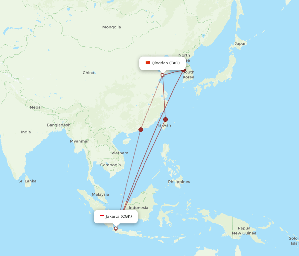 TAO-CGK flight routes