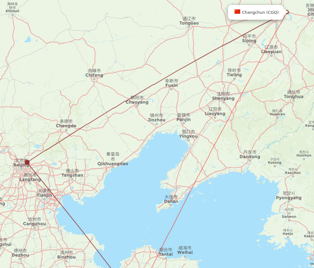 TAO to CGQ flights and routes map