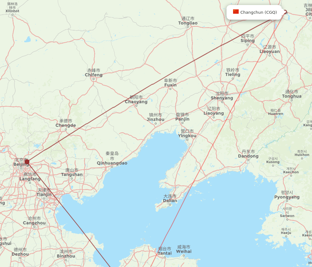 TAO to CGQ flights and routes map