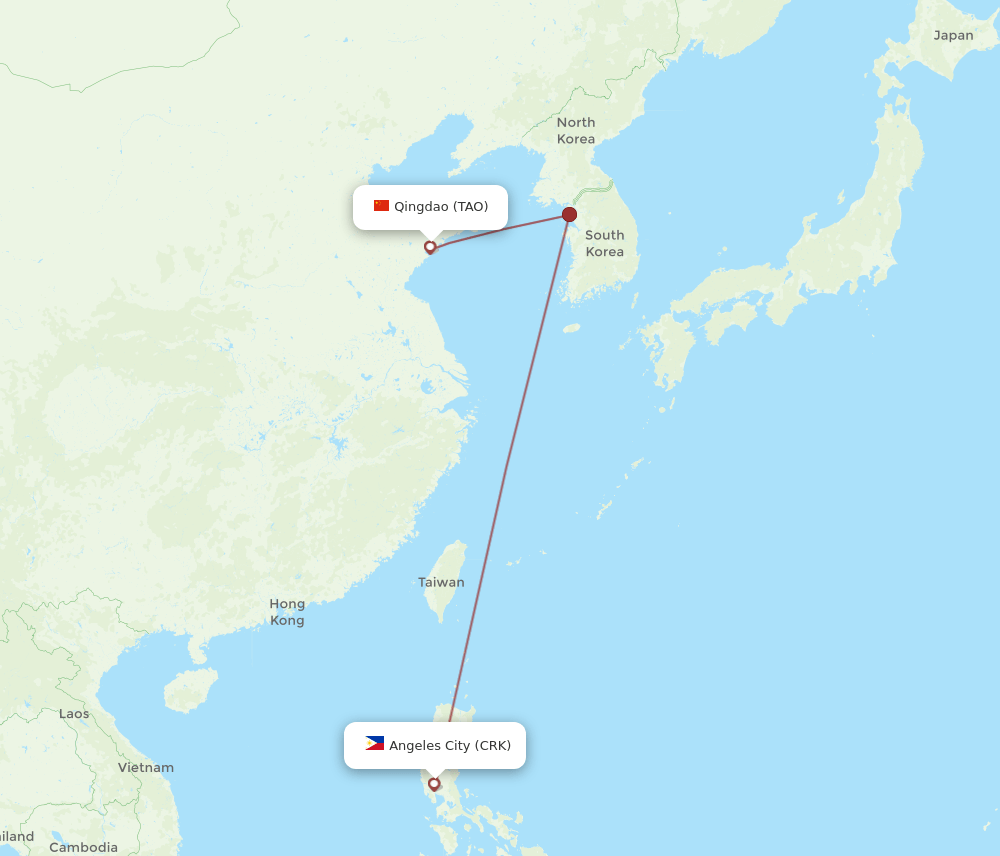 TAO-CRK flight routes