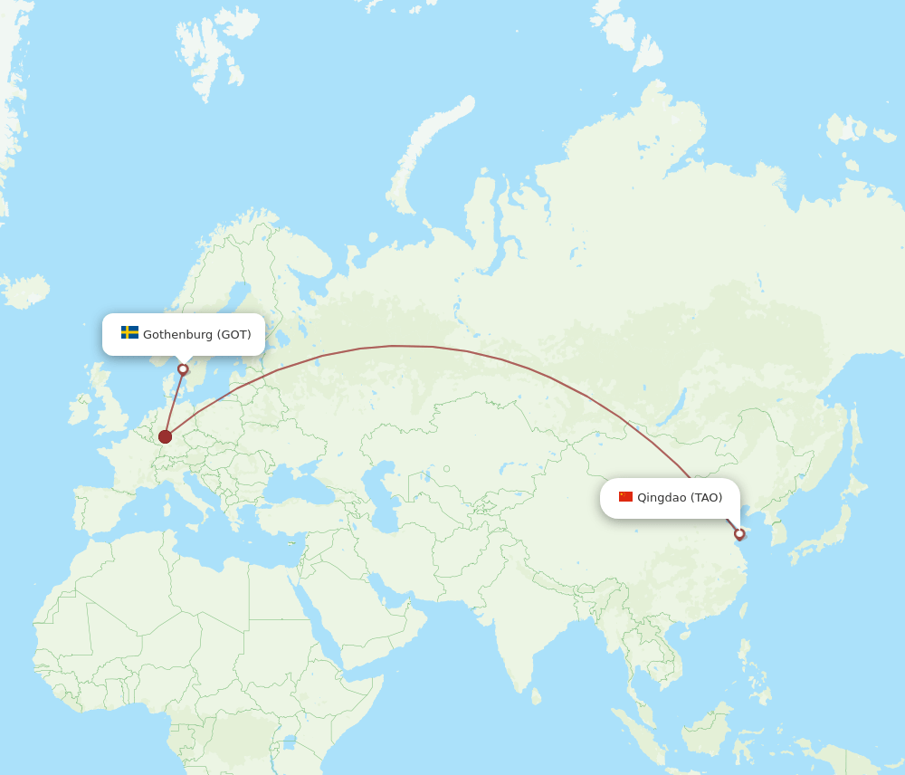 TAO to GOT flights and routes map