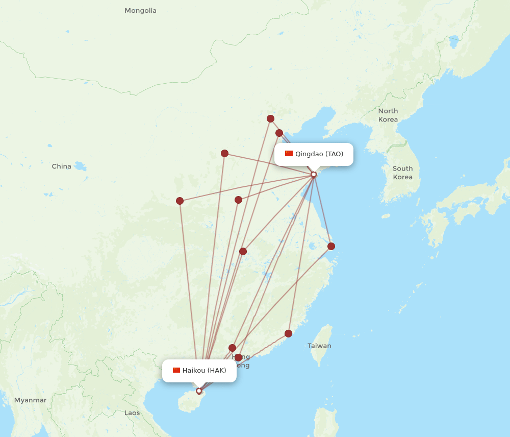 TAO-HAK flight routes