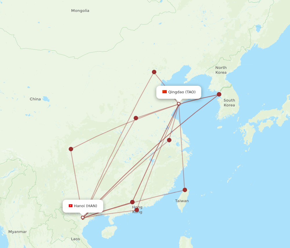 TAO-HAN flight routes
