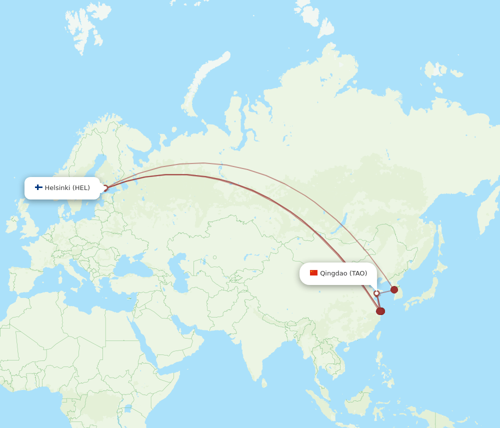 TAO-HEL flight routes