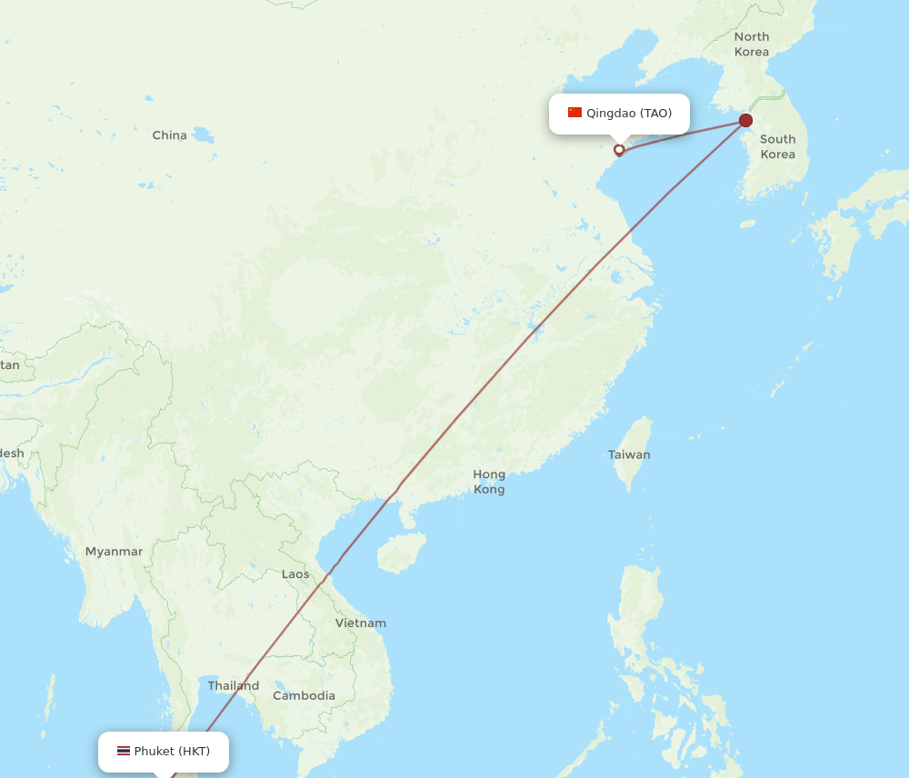 TAO-HKT flight routes