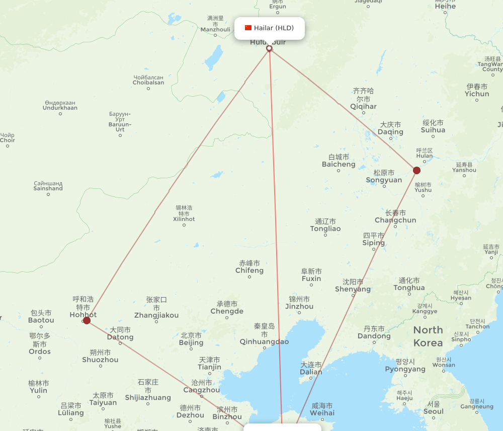 TAO-HLD flight routes