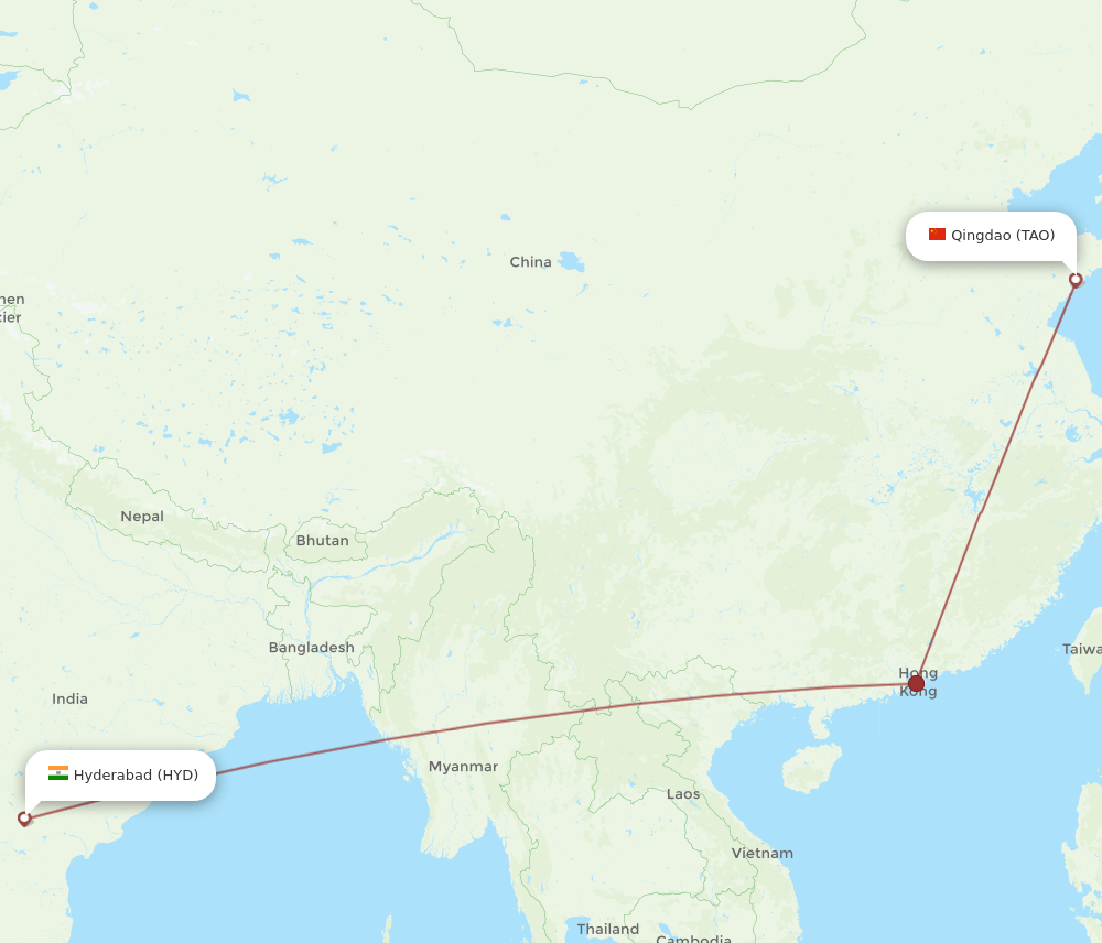 TAO-HYD flight routes