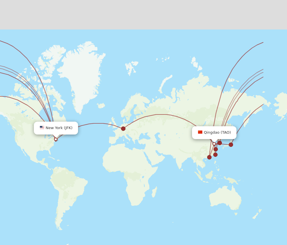 TAO to JFK flights and routes map