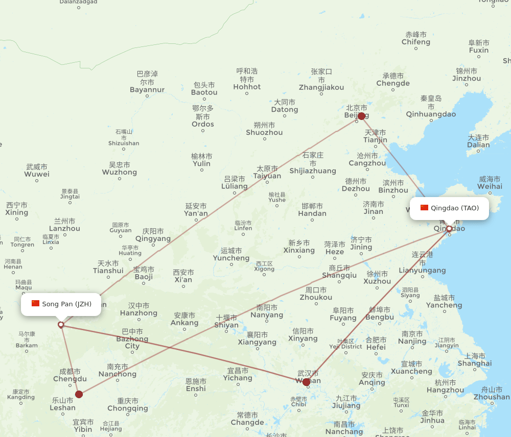 TAO-JZH flight routes