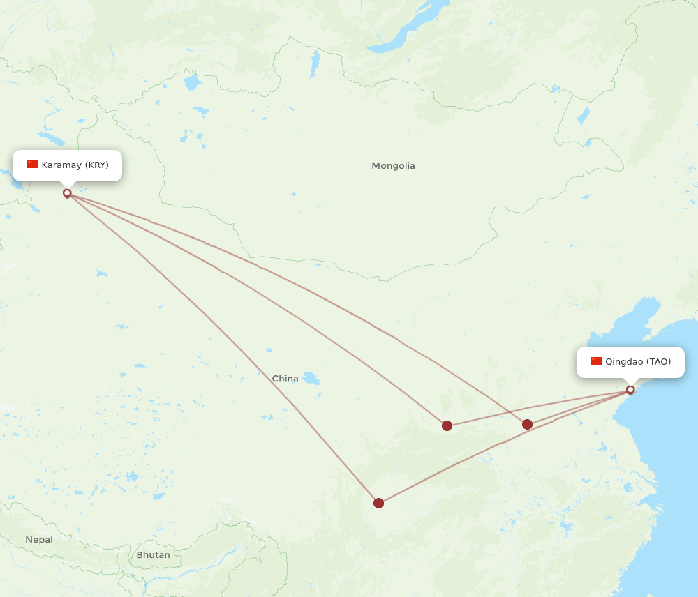 TAO to KRY flights and routes map