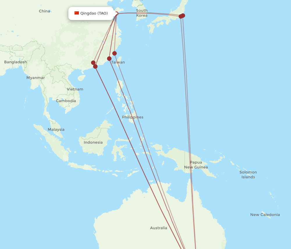 TAO-MEL flight routes