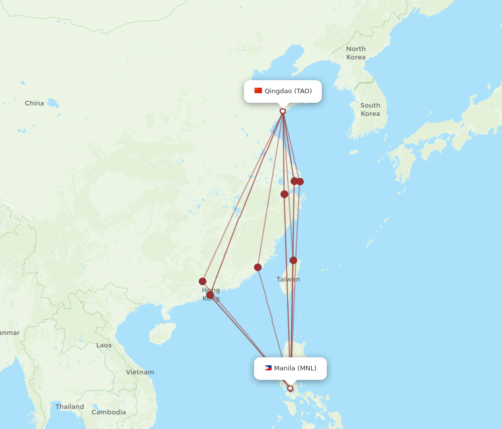 TAO-MNL flight routes