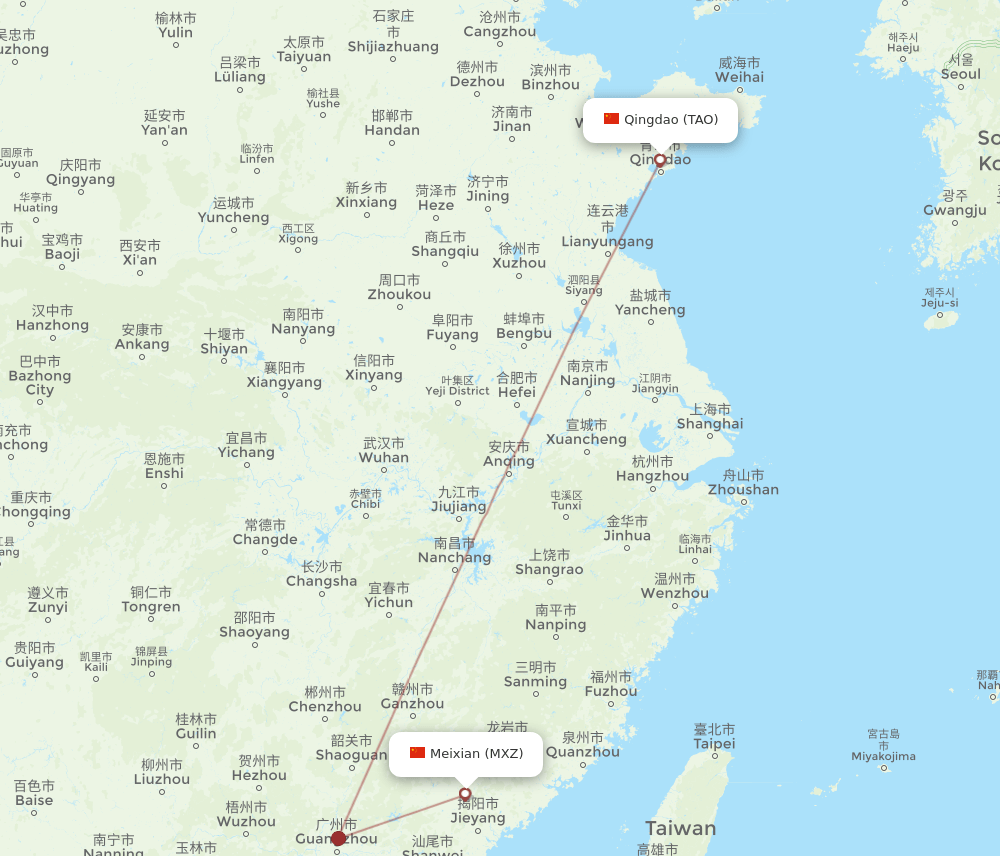 TAO-MXZ flight routes
