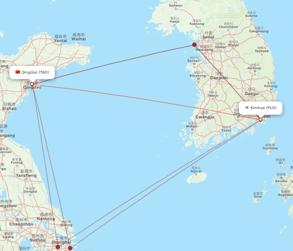 TAO-PUS flight routes