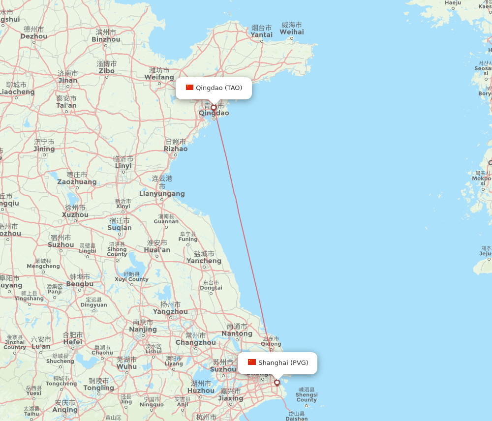 TAO-PVG flight routes