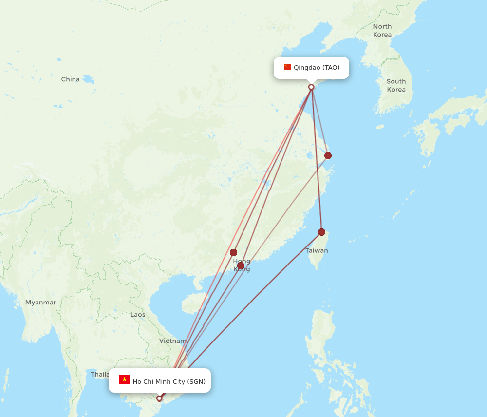 TAO-SGN flight routes