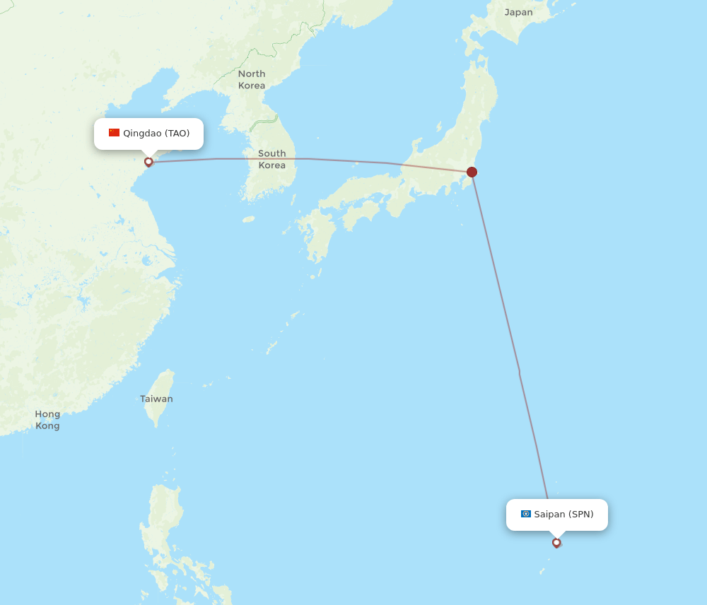 TAO to SPN flights and routes map