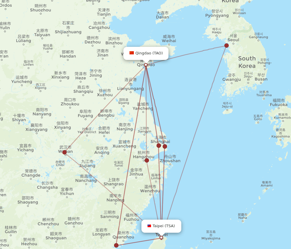 TAO-TSA flight routes