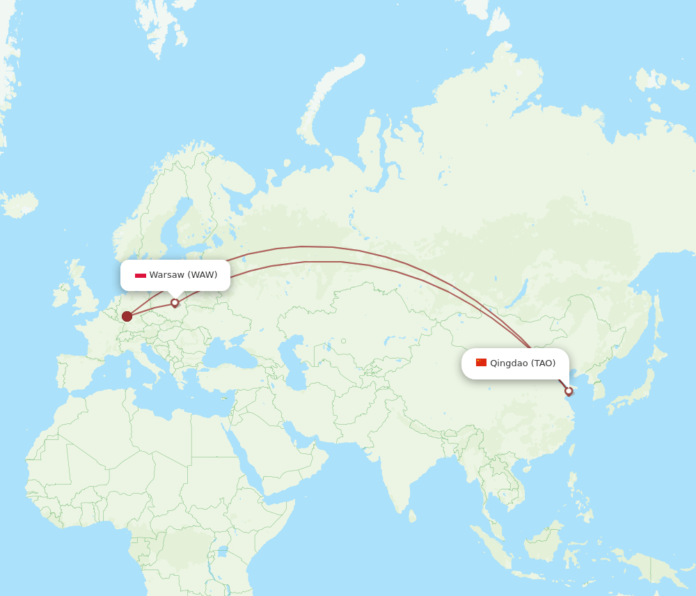 TAO to WAW flights and routes map