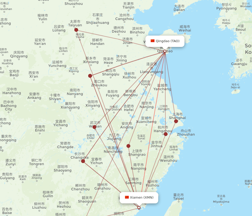 TAO-XMN flight routes