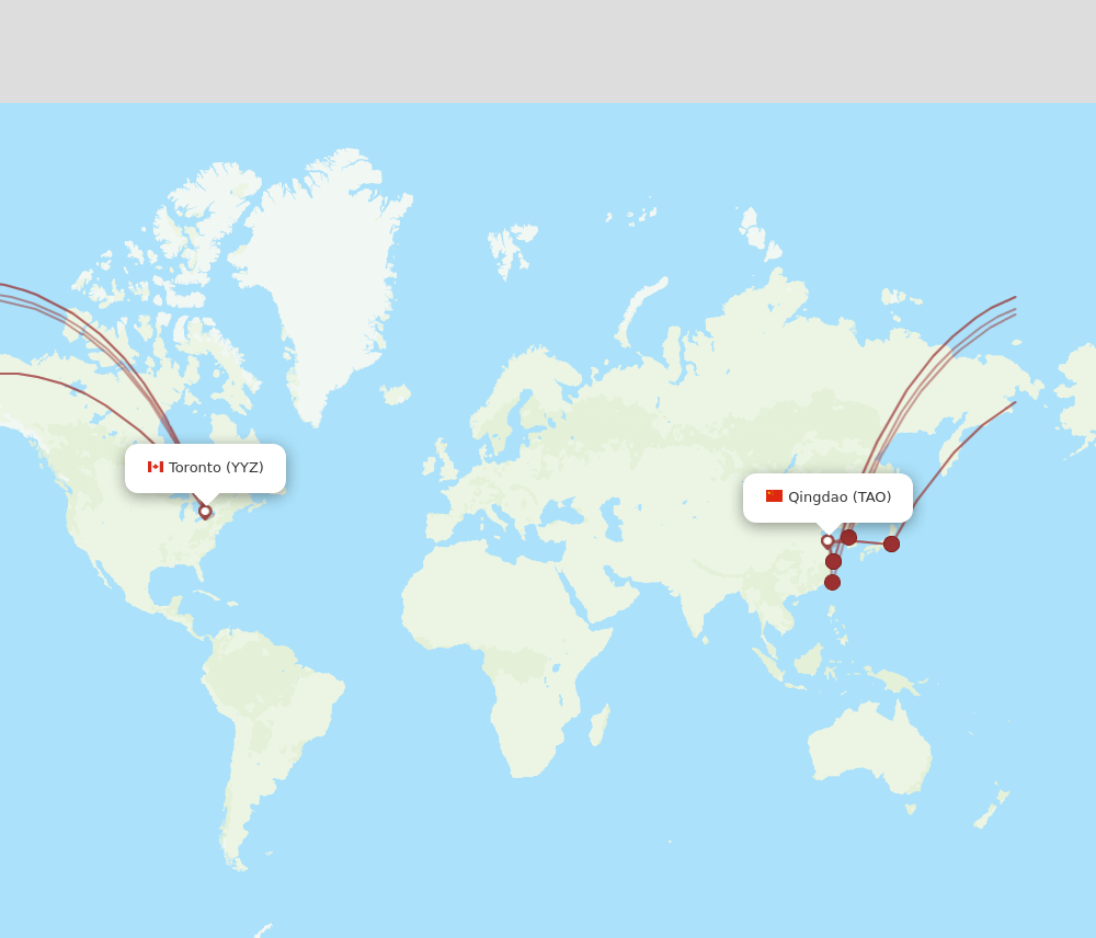 TAO to YYZ flights and routes map