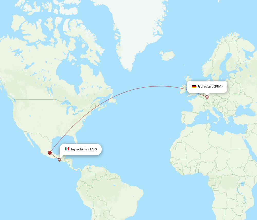 Frankfurt - Tapachula route map and flight paths