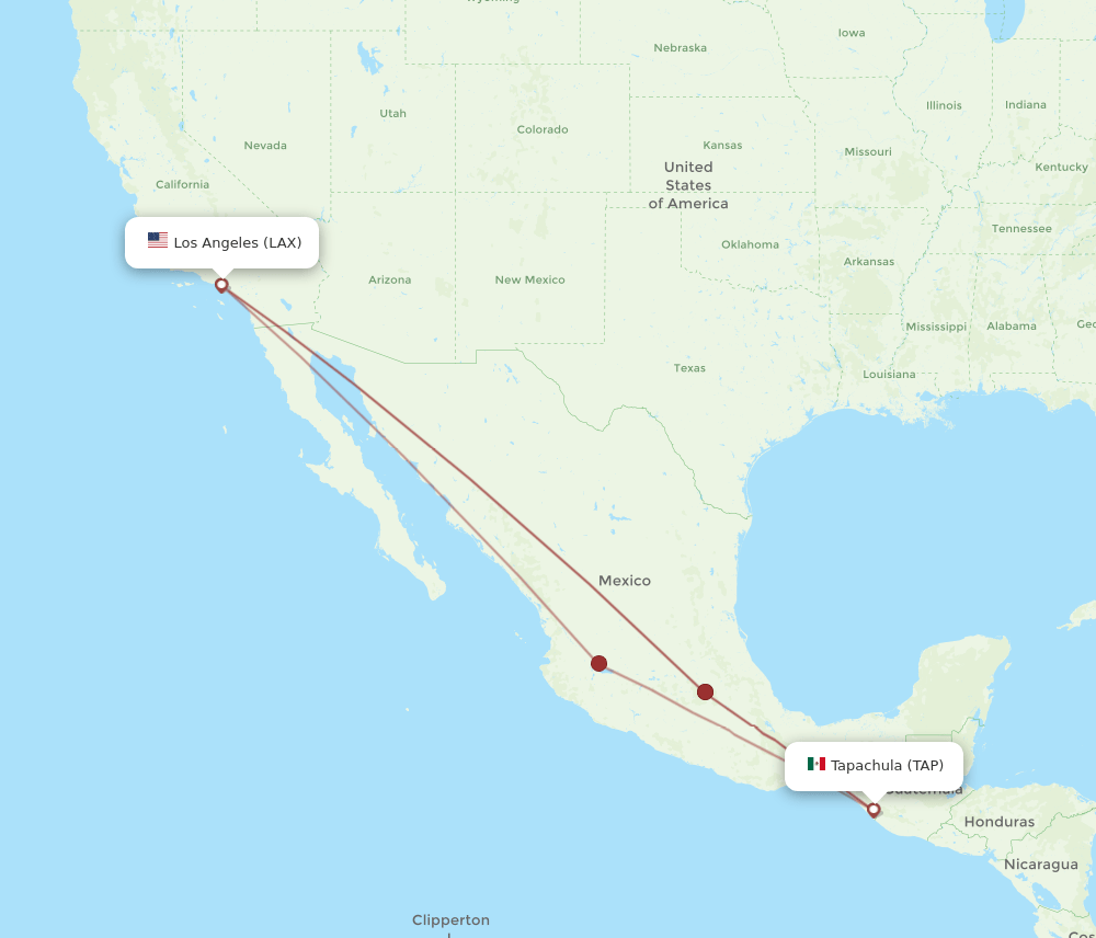 TAP-LAX flight routes