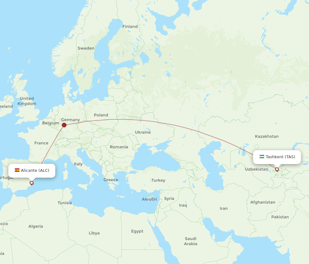 TAS to ALC flights and routes map