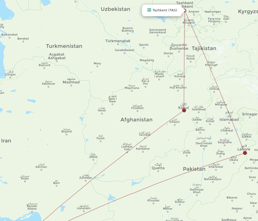 TAS-AUH flight routes