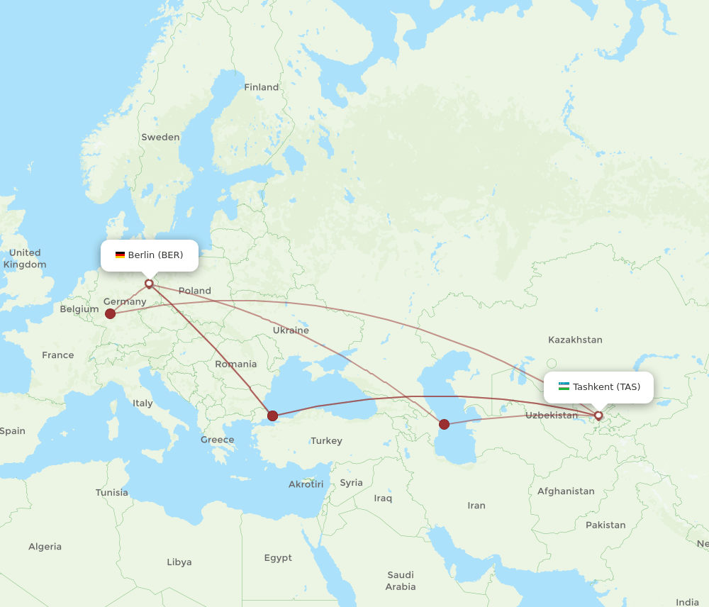 TAS-BER flight routes