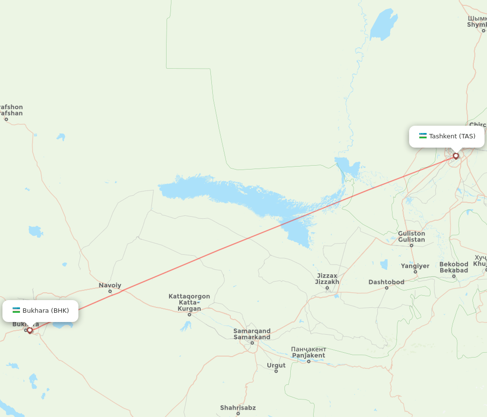 TAS-BHK flight routes