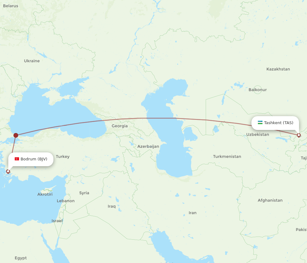 TAS-BJV flight routes
