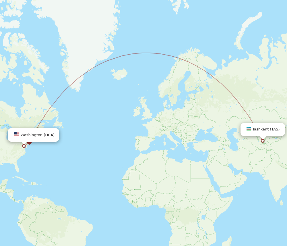 TAS-DCA flight routes