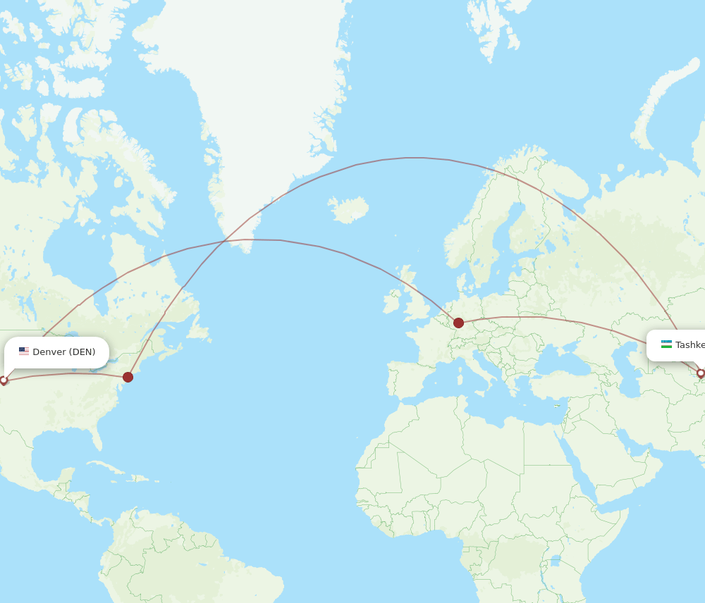 TAS to DEN flights and routes map