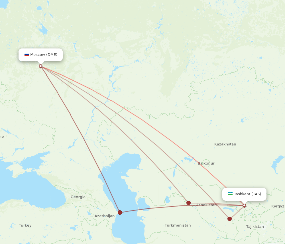 TAS to DME flights and routes map
