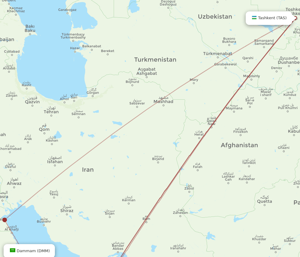 TAS-DMM flight routes
